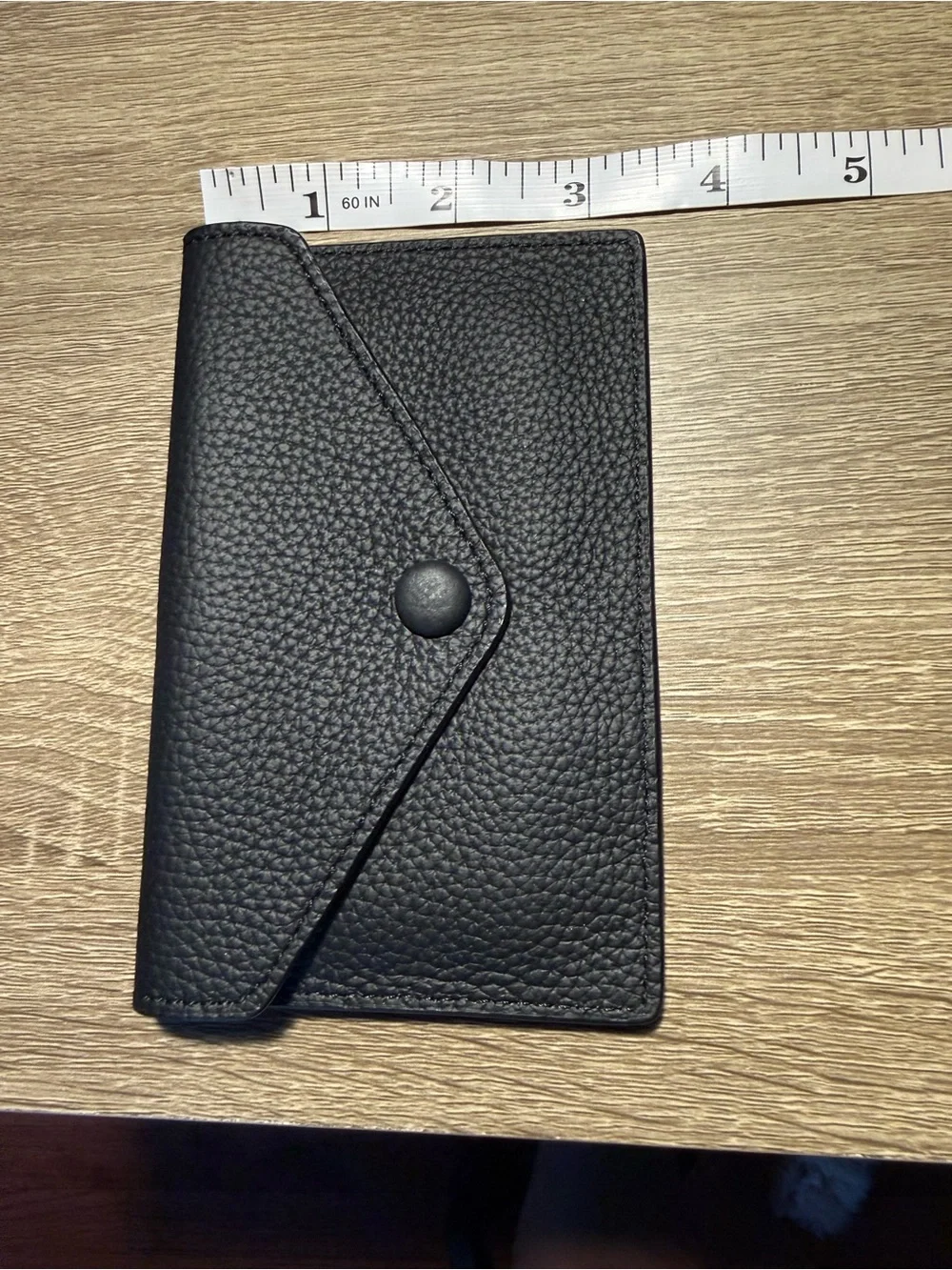 Black Pebbled Leather Envelope Card Wallet
